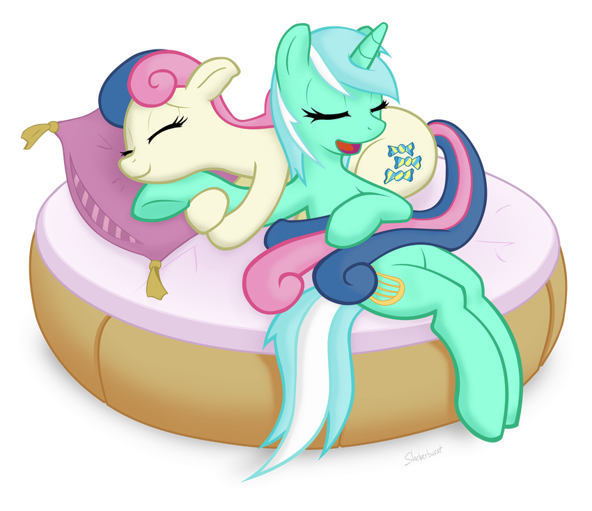 2014 alpha_channel bonbon_(mlp) cute duo earth_pony equine female feral friendship_is_magic horn horse lyra_heartstrings_(mlp) mammal my_little_pony pony slackerburst sleeping unicorn