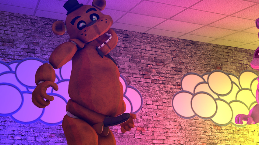 animatronic anthro balls bear blue_eyes cgi five_nights_at_freddy's freddy_(fnaf) fur looking_at_viewer machine male mammal mechanical open_mouth penis robot solo source_filmmaker thefemininesangheili