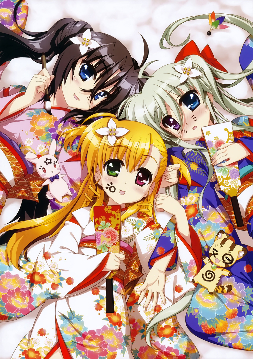 absurdres asteion einhart_stratos fujima_takuya grey_hair heterochromia highres huge_filesize lyrical_nanoha mahou_shoujo_lyrical_nanoha_vivid multiple_girls sacred_heart scan sieglinde_jeremiah twintails vivio