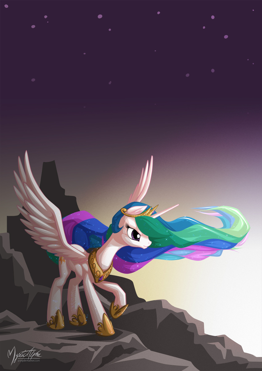 2015 equine female feral friendship_is_magic horn mammal my_little_pony mysticalpha princess_celestia_(mlp) solo winged_unicorn wings