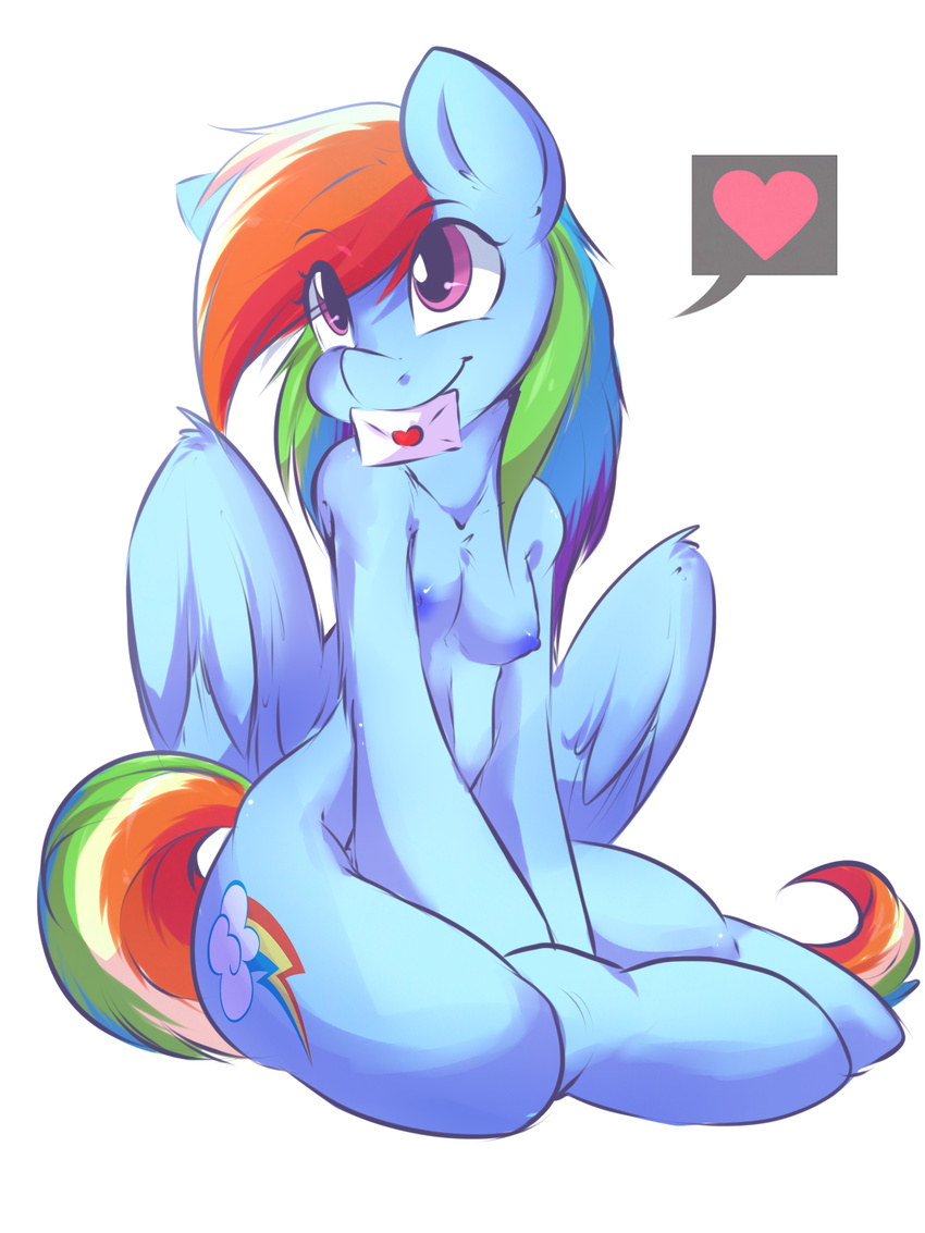 &lt;3 2015 anthro areola breasts equine erect_nipples female friendship_is_magic mammal my_little_pony navel nipples nude pegasus rainbow_dash_(mlp) rainbowscreen smile solo wings