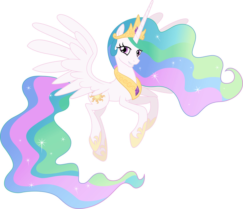 2015 absurd_res alpha_channel equine female feral friendship_is_magic hi_res horn looking_at_viewer mammal my_little_pony princess_celestia_(mlp) smile solo theshadowstone winged_unicorn wings