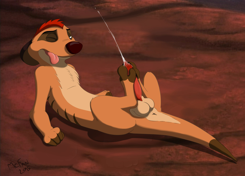 2015 anus autofootjob balls cum cumshot disney male masturbation mcfan on_black one_eye_closed orgasm penis reclining sheath solo the_lion_king timon tongue tongue_out