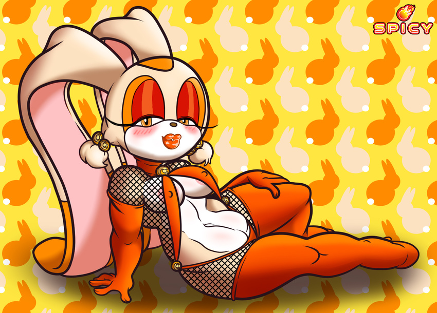 2015 anthro breasts cleavage clothed clothing cream_the_rabbit edit erect_nipples female lagomorph looking_at_viewer mammal navel nipples rabbit sega skimpy smile solo sonic_(series) wobbleblot_(artist) young