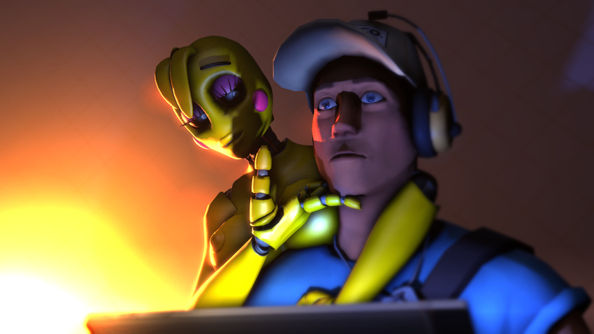 2015 3d animatronic anthro avian bird breasts cgi chica_(fnaf) chicken female five_nights_at_freddy's machine mechanical nipples nude robot scout_(team_fortress_2) source_filmmaker team_fortress_2