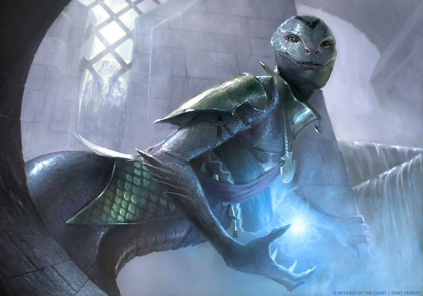 anthro armor bigger_version_at_the_source claws clint_cearly female magic magic_the_gathering magic_user naga official_art power reptile scalie snake solo sultai