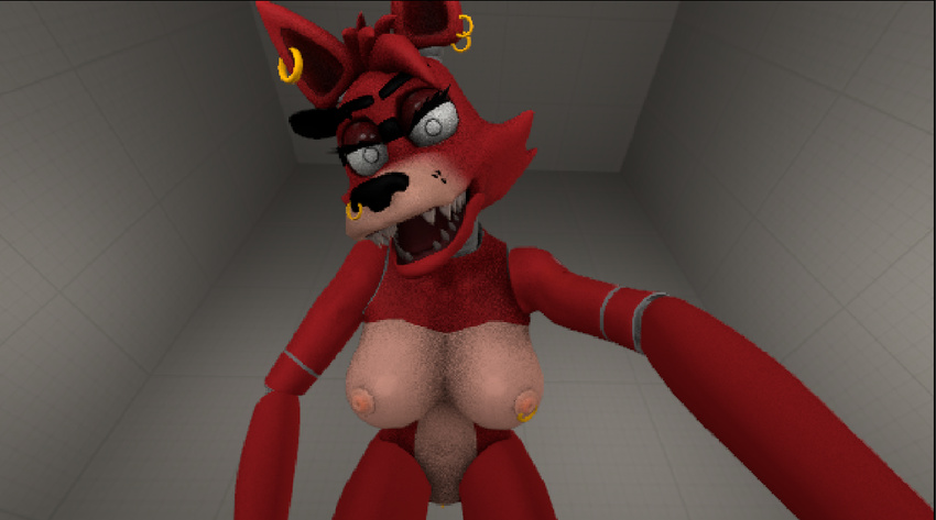 3d breasts cgi ear_piercing facial_piercing first_person_view five_nights_at_freddy's foxy_(fnaf) looking_at_viewer nipple_piercing nipples nose_piercing nose_ring piercing pussy smile source_filmmaker tagme