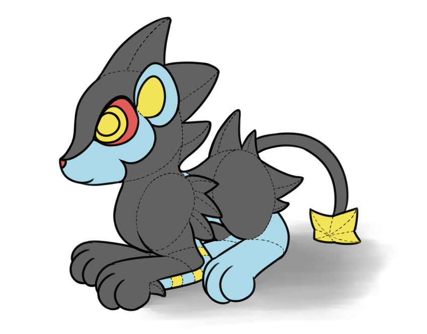 ambiguous_gender cat feline feral lion luxray lying mammal nintendo plain_background plushie pok&eacute;mon posexe solo video_games white_background