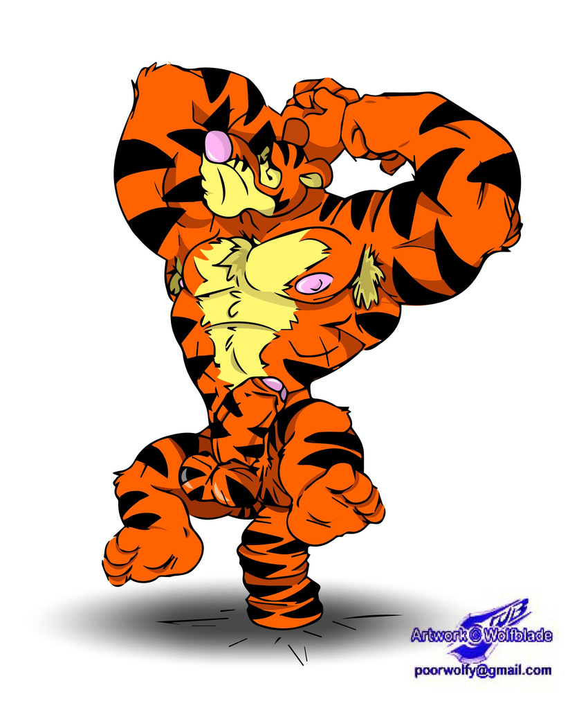bicep feline mammal muscles pecs penis solo tiger tigger wolfblade