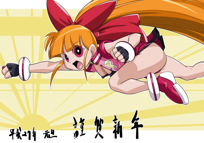 akatsutsumi_momoko akazutsumi_momoko ass breasts cleavage erect_nipples flying hikawadou long_hair orange_hair powerpuff_girls_z red_eyes thong