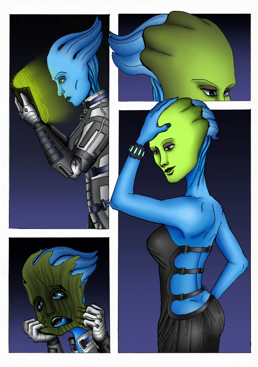 alien asari blue_eyes blue_skin liara_t'soni maskedwander mass_effect nomaxxn not_furry the_mask transformation video_games