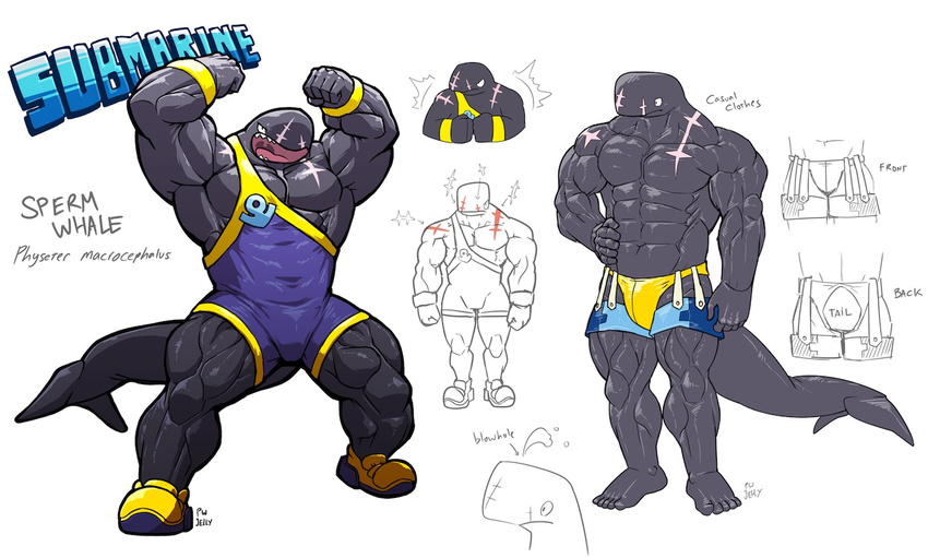 2015 abs anthro biceps big_muscles cetacean clothing cute male mammal marine muscles partially_clothed pecs plainwhite scar sperm_whale whale wrestler