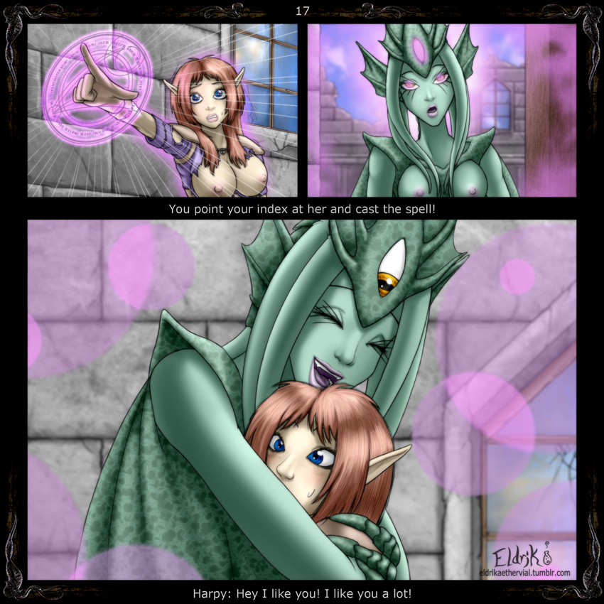 avian big_breasts breasts cock_tail comic dungeon female harpy penis_tail pussy tagme tentacles