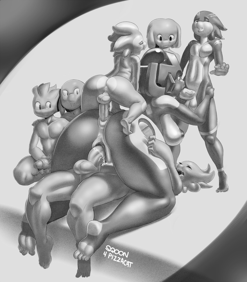 2015 alien ambiguous_gender anal anal_penetration android anus backsack balls big_balls big_breasts big_butt breasts butt caramel_(character) crouching erection eyes_closed female gangbang group group_sex helmet humanoid larger_female looking_pleasured male male/female masturbation moan monochrome nude on_top one_eye_closed open_mouth oral penetration penis proxy_(character) pussy_juice puwa sex size_difference skoon_(character) smaller_male spitroast sqoon tendrils thick_penis thick_thighs uncut vaginal vaginal_penetration vein voyeur