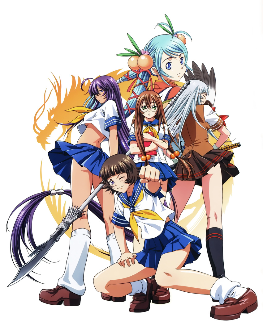 5girls absurdres highres ikkitousen multiple_girls sonsaku_hakufu wink