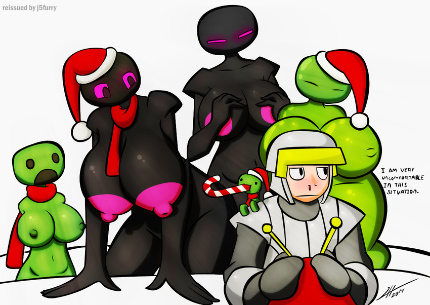 baby big_breasts breasts candy cane creeper endergirl enderman female hats iron minecraft nude santa_claus scarf slime video_games young