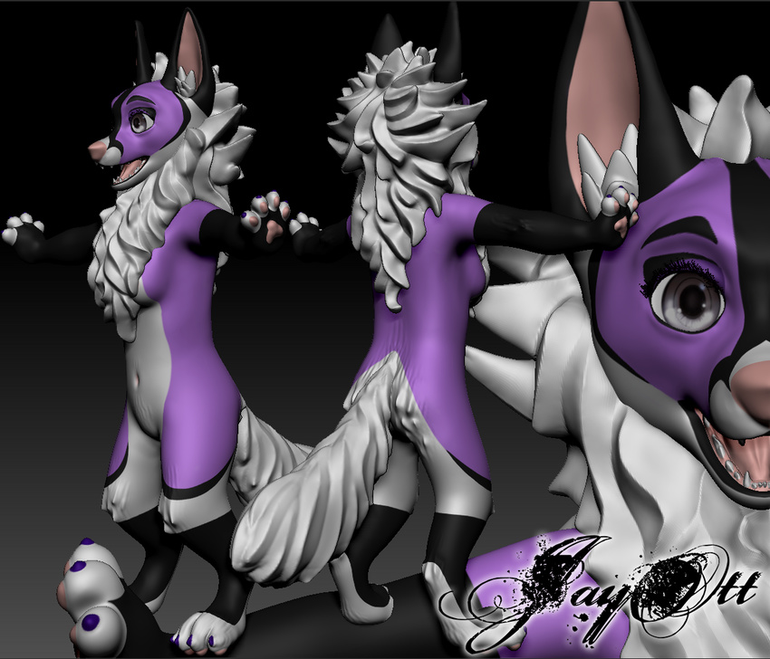 2015 3d anthro canine cgi female flooffox fox hair jay jayott kari kari_flooffox mammal model open_mouth ott pose solo zbrush