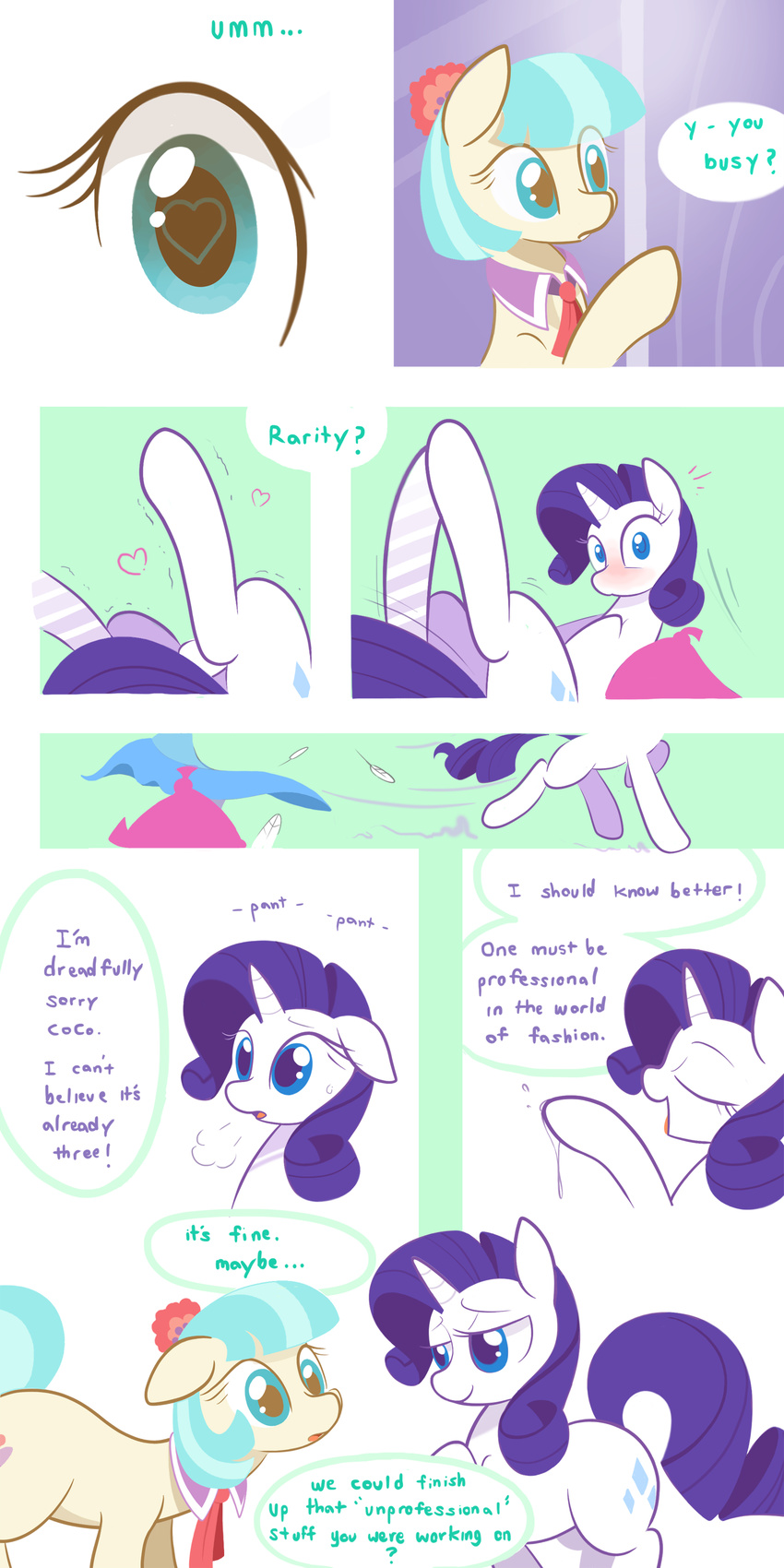 &lt;3 2015 absurd_res blue_eyes blue_hair blush braddo caught coco_pommel_(mlp) cutie_mark dialogue duo earth_pony english_text equine eyes_closed feather female friendship_is_magic fur hair hi_res horn horse long_hair mammal masturbation my_little_pony open_mouth pony purple_hair pussy_juice rarity_(mlp) running smile text two_tone_hair unicorn white_fur
