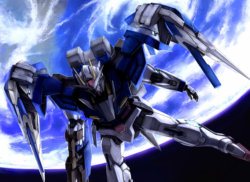 earth gundam gundam_00 mecha no_humans planet ra_(pixiv) solo