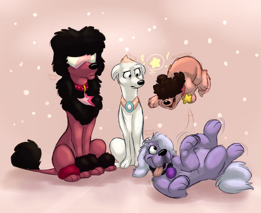 2015 amethyst_(steven_universe) black_hair brown_fur brown_hair canine collar cute dog eyewear female feral fur garnet_(steven_universe) glasses greyhound hair male mammal open_mouth orange_hair pearl_(steven_universe) poodle purple_fur saint_bernard sheepdog steven_universe tan_fur thedoggygal tongue tongue_out white_fur white_hair