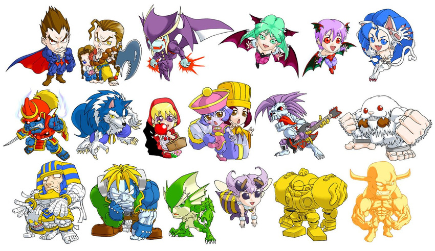 6+girls anakaris anita_(vampire) aulbath bee_girl bishamon bulleta chibi commentary_request demitri_maximoff demon_girl donovan_baine everyone felicia gallon guitar insect_girl instrument jedah_dohma lei_lei leotard lilith_aensland lin-lin merman monster monster_boy monster_girl morrigan_aensland multiple_boys multiple_girls mummy pantyhose phobos_(vampire) pyron q-bee red_leotard sasquatch_(vampire) simple_background succubus vampire vampire_(game) victor_von_gerdenheim werewolf white_background yeti_(creature) zabel_zarock zombie zya_pck