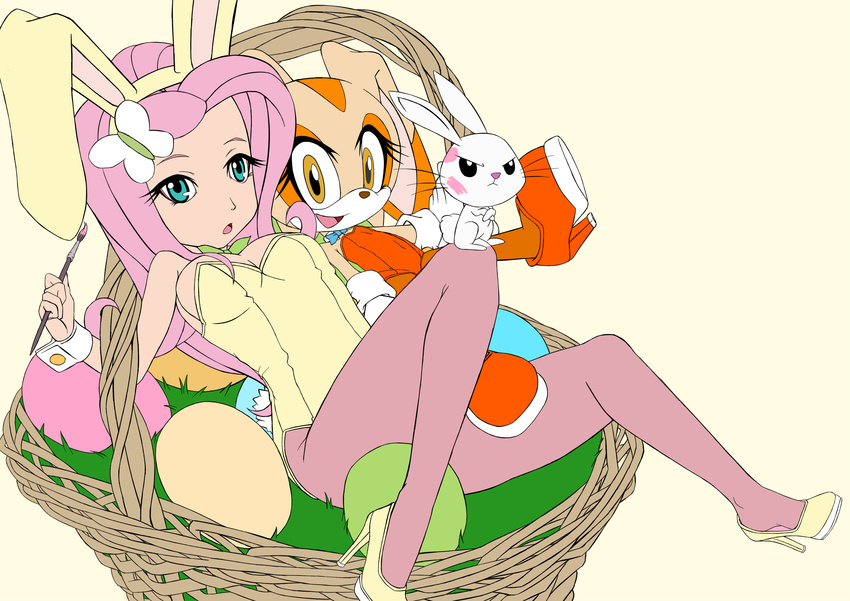 angel_bunny clothing cream_the_rabbit easter egg fluttershy_(mlp) friendship_is_magic holidays human humanized mammal my_little_pony sega sonic_(series)