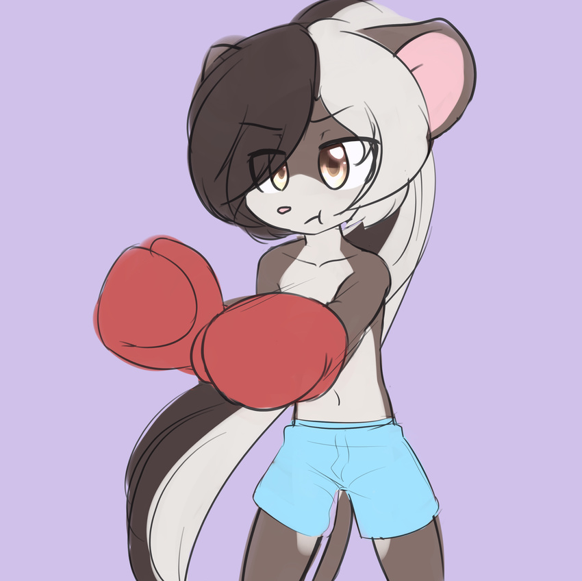 anthro boxing_gloves clothing delicious_(artist) male navel plain_background shorts solo