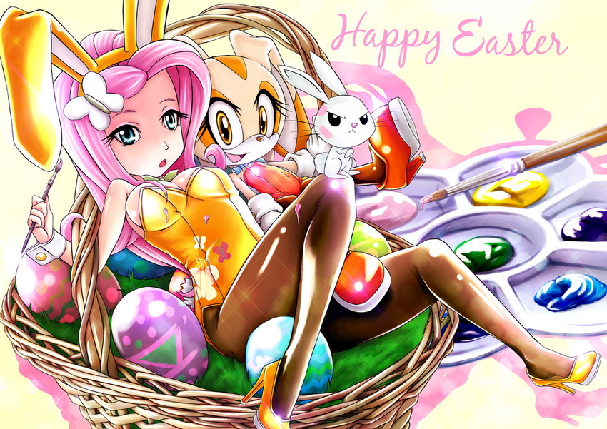 angel_bunny clothing cream_the_rabbit easter egg fluttershy_(mlp) friendship_is_magic holidays human humanized mammal my_little_pony sega sonic_(series)