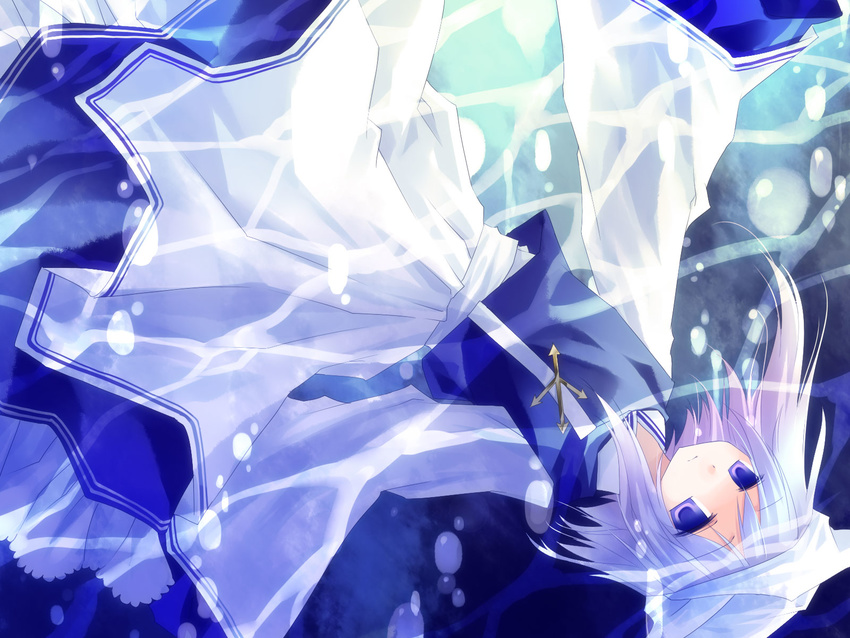 asahina blue_eyes blue_hair dress hat highres letty_whiterock solo touhou underwater water
