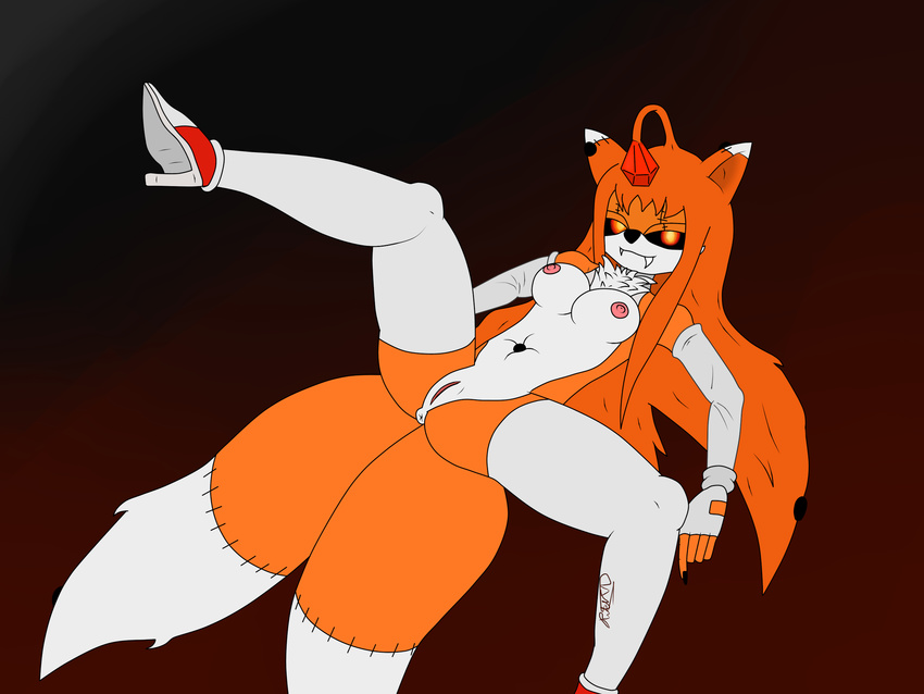 2015 anthro breasts canine clothing crossgender female fox gloves hair invalid_tag legwear looking_at_viewer mammal nipples nude pussy rometod solo sonic_(series) tails_doll video_games