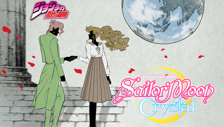 1girl absurdres bishoujo_senshi_sailor_moon bishoujo_senshi_sailor_moon_crystal crossover highres huge_filesize jojo_no_kimyou_na_bouken kakyouin_noriaki kino_makoto lady-jotaro pink_hair silhouette