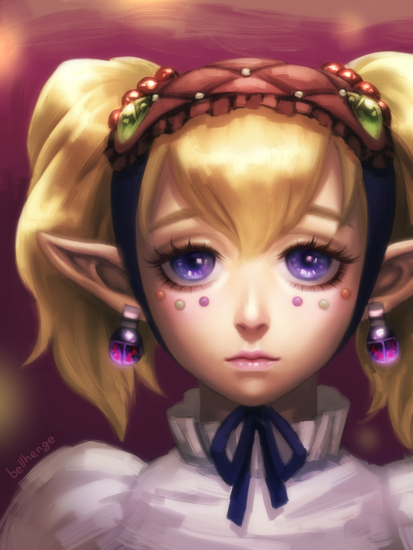 agitha bellhenge blonde_hair blue_eyes earrings eyelashes gem hairband highres jewelry lips lipstick lolita_fashion lolita_hairband long_hair looking_at_viewer makeup md5_mismatch nose pointy_ears resized short_twintails solo the_legend_of_zelda the_legend_of_zelda:_twilight_princess twintails upscaled zelda_musou