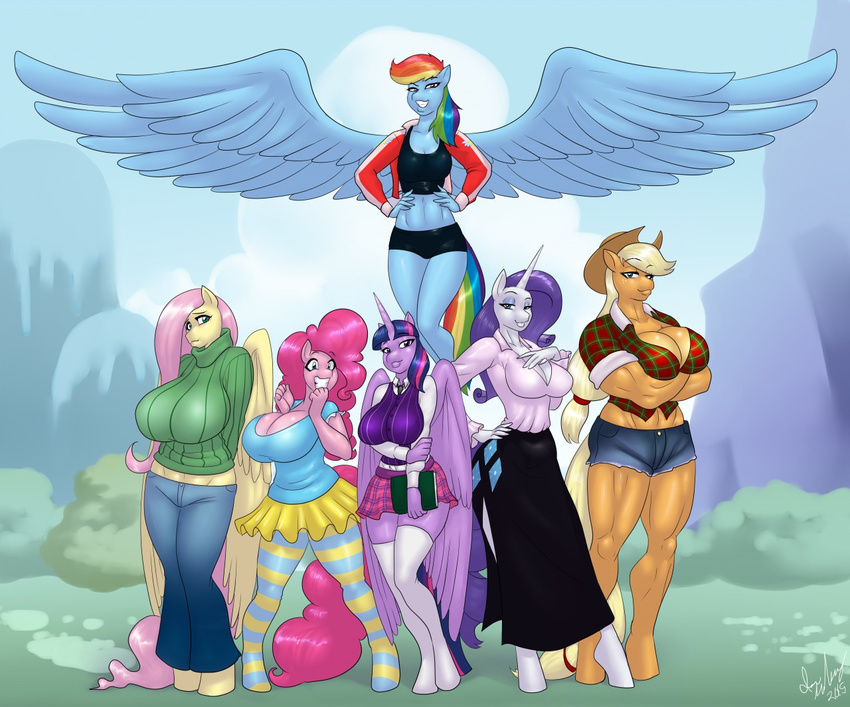 2015 anthro applejack_(mlp) big_breasts breasts cleavage clothed clothing earth_pony equine female fluttershy_(mlp) friendship_is_magic horn horse mammal marauder6272 my_little_pony pegasus pinkie_pie_(mlp) pony rainbow_dash_(mlp) rarity_(mlp) twilight_sparkle_(mlp) unicorn winged_unicorn wings