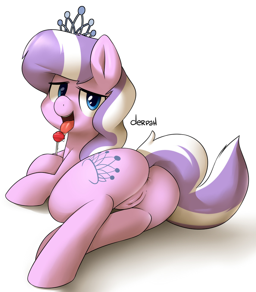 anus butt candy derpah diamond_tiara_(mlp) earth_pony equine female feral friendship_is_magic horse licking lollipop mammal my_little_pony pony pussy saliva solo tongue tongue_out