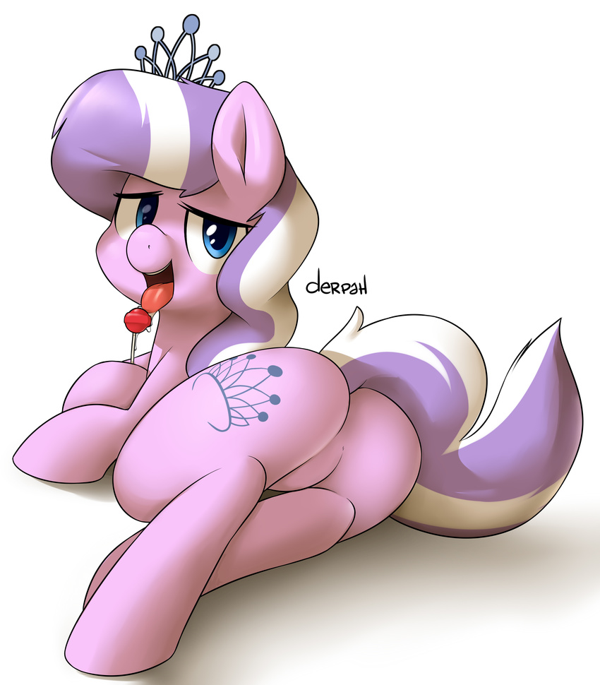 butt candy derpah diamond_tiara_(mlp) earth_pony equine female feral friendship_is_magic horse licking lollipop mammal my_little_pony pony saliva solo tongue tongue_out