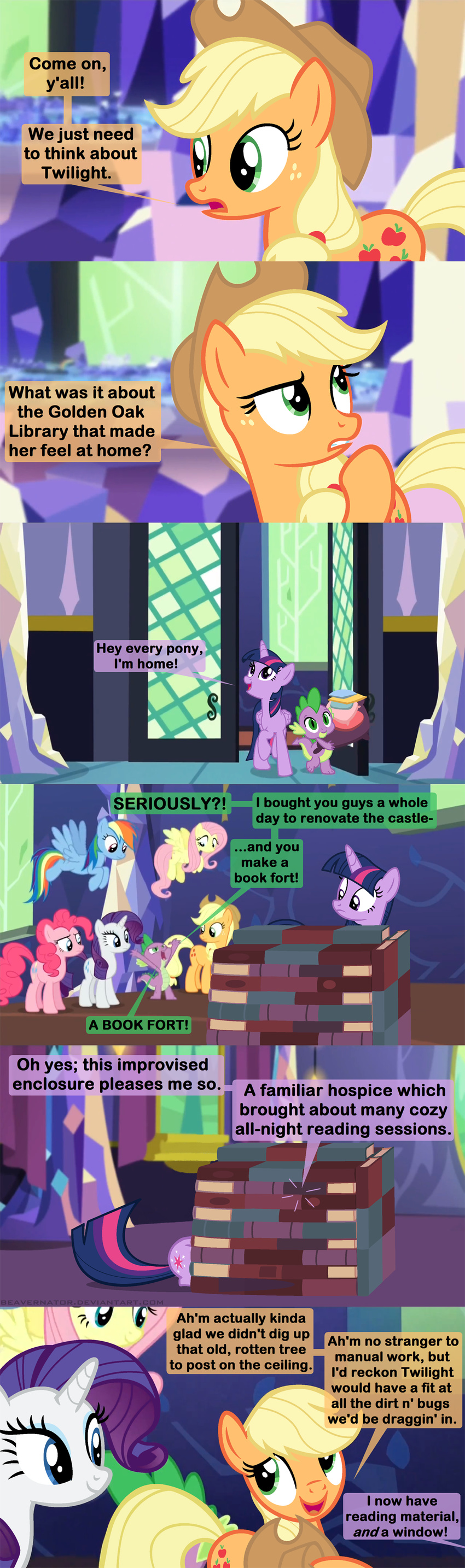 2015 applejack_(mlp) beavernator book book_fort comic cutie_mark dialogue english_text equine female friendship_is_magic group hair horn horse mammal my_little_pony pegasus pinkie_pie_(mlp) pony rainbow_dash_(mlp) rarity_(mlp) spike_(mlp) text twilight_sparkle_(mlp) unicorn winged_unicorn wings