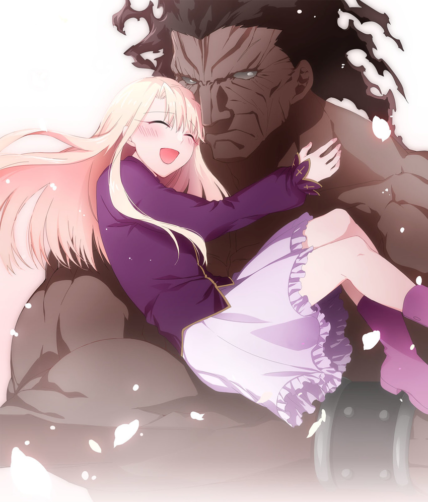 1girl berserker closed_eyes fate/stay_night fate_(series) highres illyasviel_von_einzbern long_hair smile white_hair ycco_(estrella)