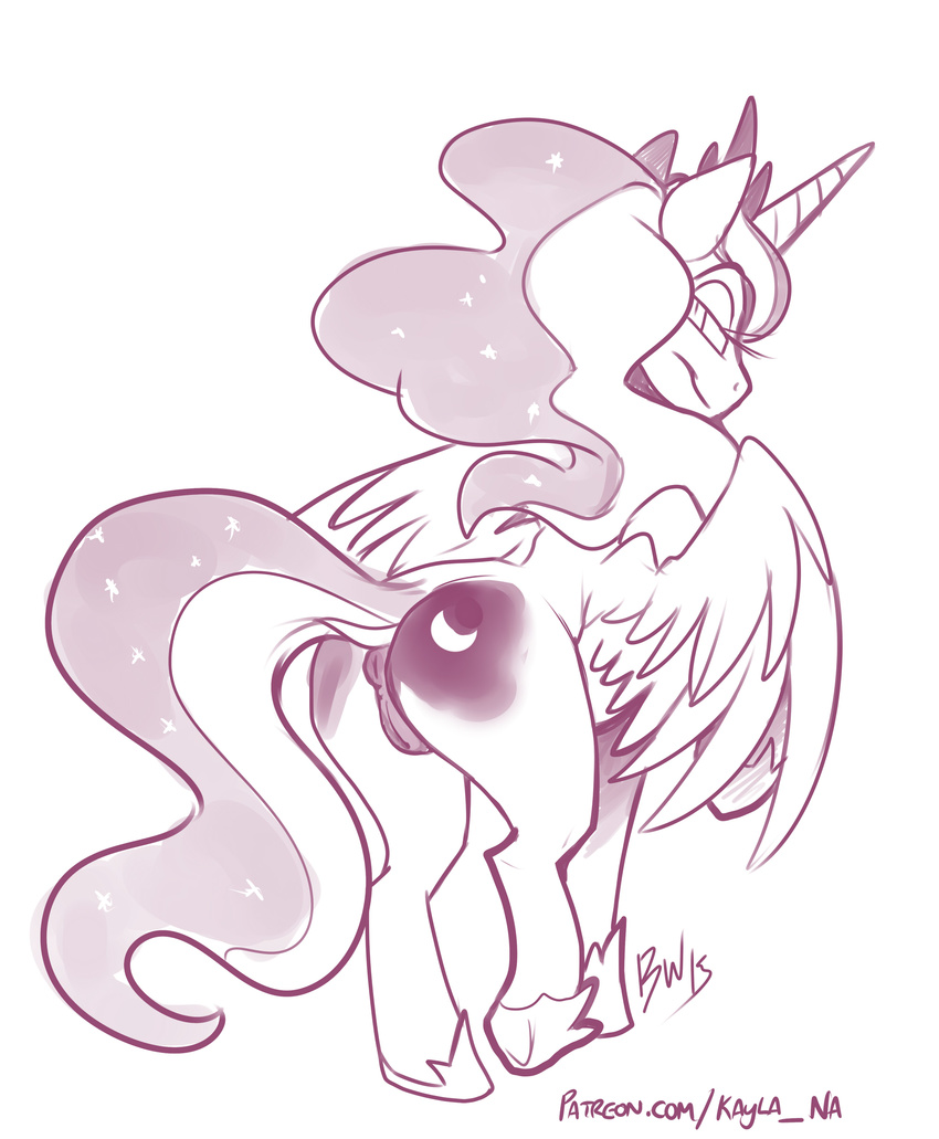 2015 anus butt equine female feral friendship_is_magic horn kayla-na mammal my_little_pony princess_luna_(mlp) pussy winged_unicorn wings