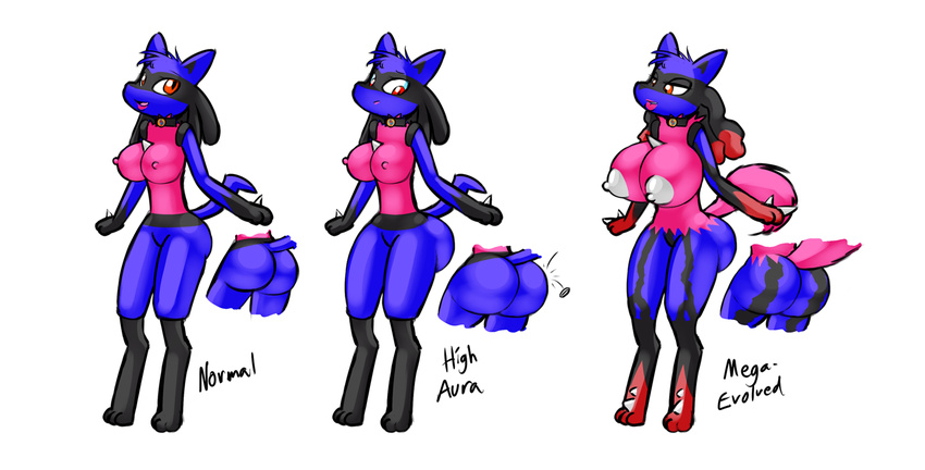 big_breasts big_butt breast_expansion breasts butt butt_growth laura_lu lucario mega_evolution nintendo norithics pok&eacute;mon video_games