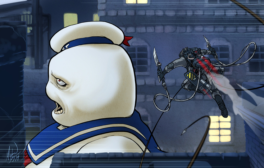 commentary crossover donald_duck_sailor_hat ghostbusters michael_mayne parody proton_pack raymond_stantz shingeki_no_kyojin stay_puft three-dimensional_maneuver_gear