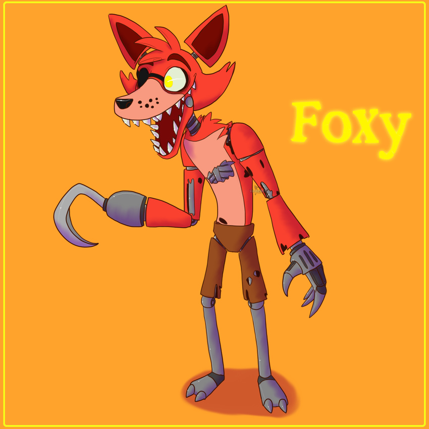 animatronic canine eye_patch eyewear five_nights_at_freddy's fox foxy_(fnaf) hook machine male mammal mechanical robot teeth video_games vonderdevil yellow_eyes