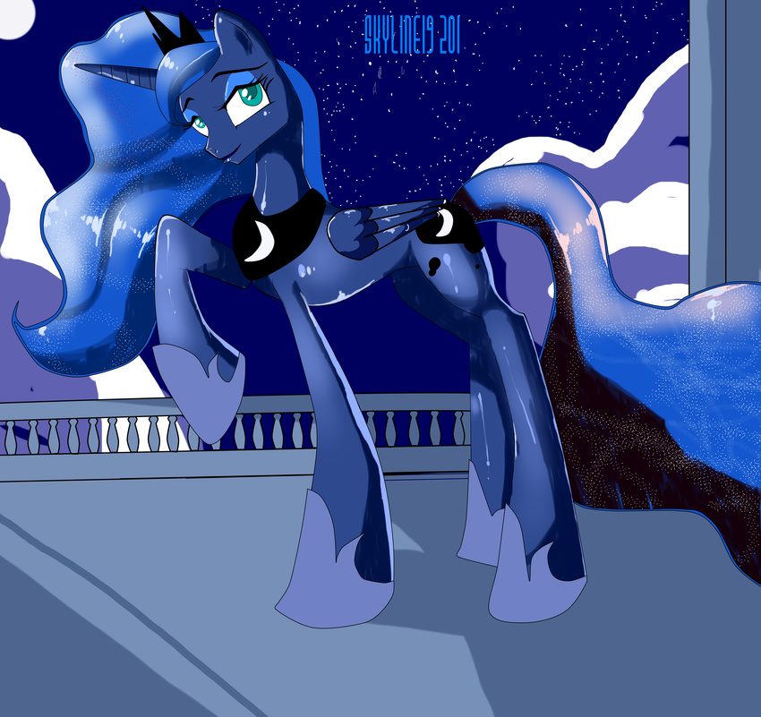 2015 equine female feral friendship_is_magic horn mammal my_little_pony princess_luna_(mlp) skyline19 solo winged_unicorn wings