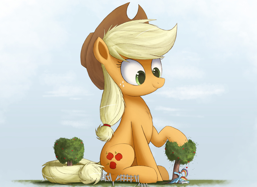 2015 apple applejack_(mlp) cute earth_pony equine female feral friendship_is_magic fruit giant horse mammal my_little_pony ncmares pegasus pony rainbow_dash_(mlp) wings