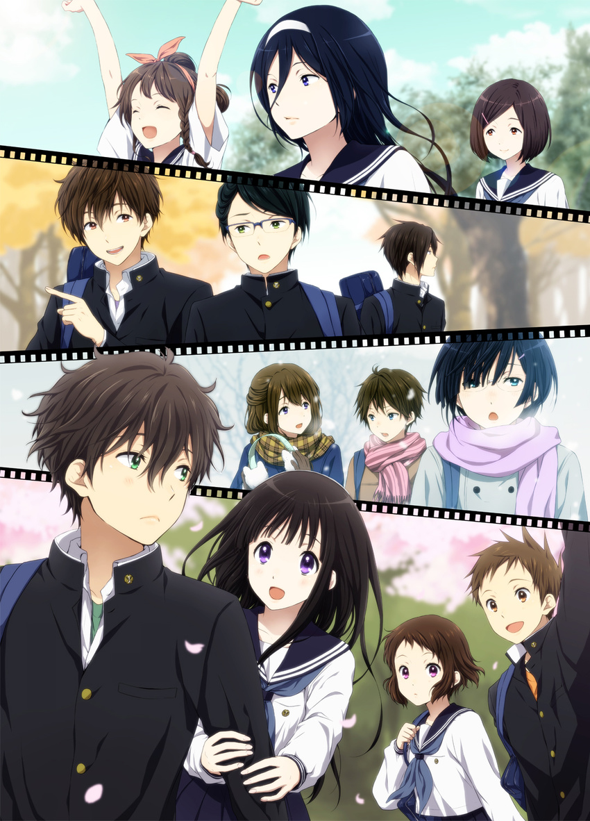 6+boys bag black_hair brown_hair chitanda_eru coat earmuffs eba_kurako everyone fukube_satoshi gakuran glasses highres hyouka ibara_mayaka irisu_fuyumi juumonji_kaho kouchi_ayako kugayama_muneyoshi long_hair multiple_boys multiple_girls official_style oreki_houtarou rito453 sawakiguchi_misaki scarf school_uniform serafuku short_hair tanabe_jirou tani_koreyuki toogaito_masashi yuasa_shouko