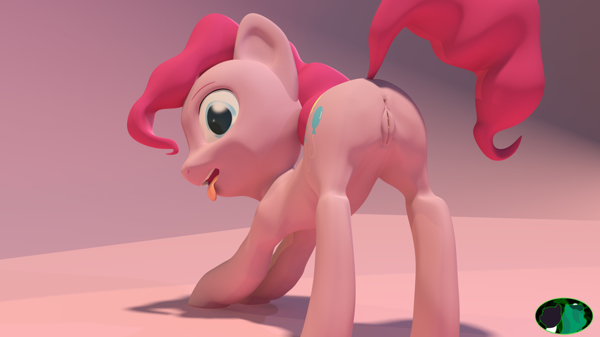2015 3d all_fours anus ass_up blue_eyes butt cgi cutie_mark earth_pony equine female feral friendship_is_magic fur hair horse k12 mammal my_little_pony open_mouth pink_hair pinkie_pie_(mlp) pony presenting pussy solo tongue tongue_out