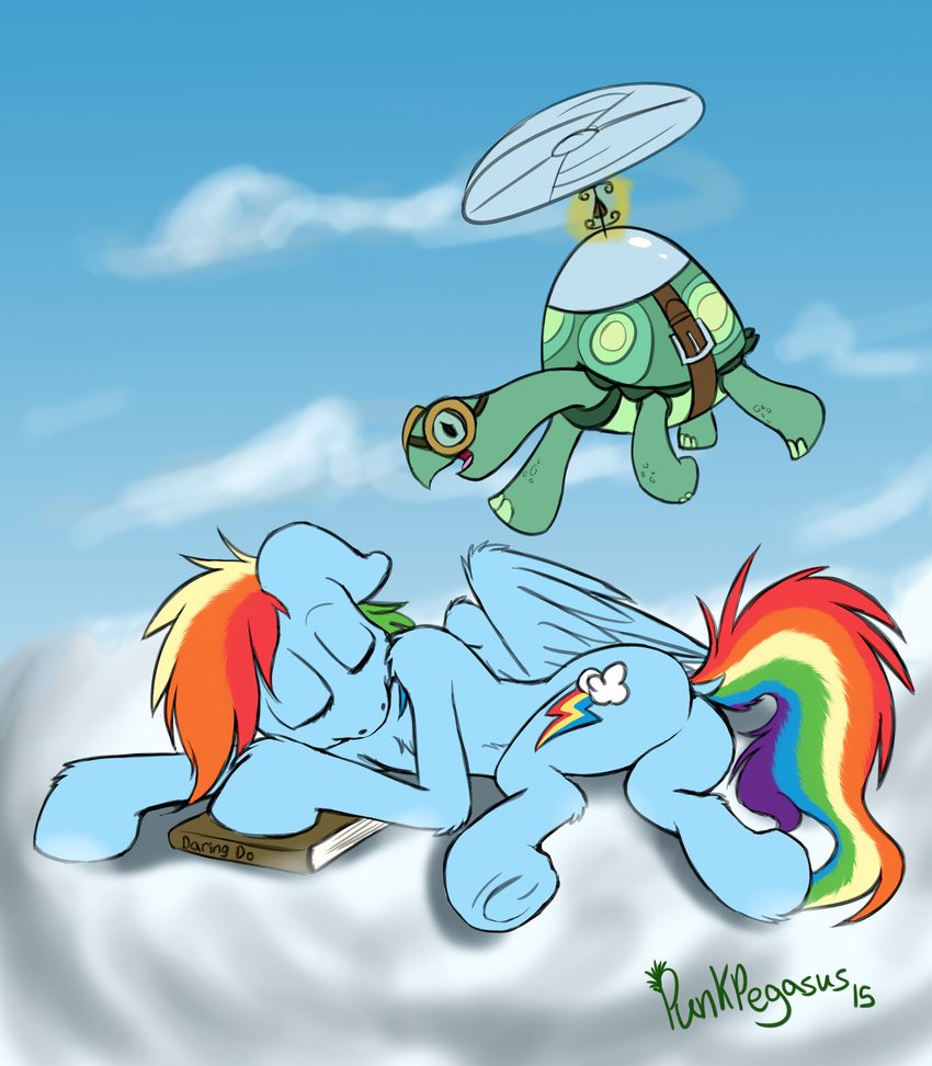 2015 equine female feral friendship_is_magic male mammal my_little_pony pegasus punk-pegasus rainbow_dash_(mlp) reptile scalie tank_(mlp) turtle wings