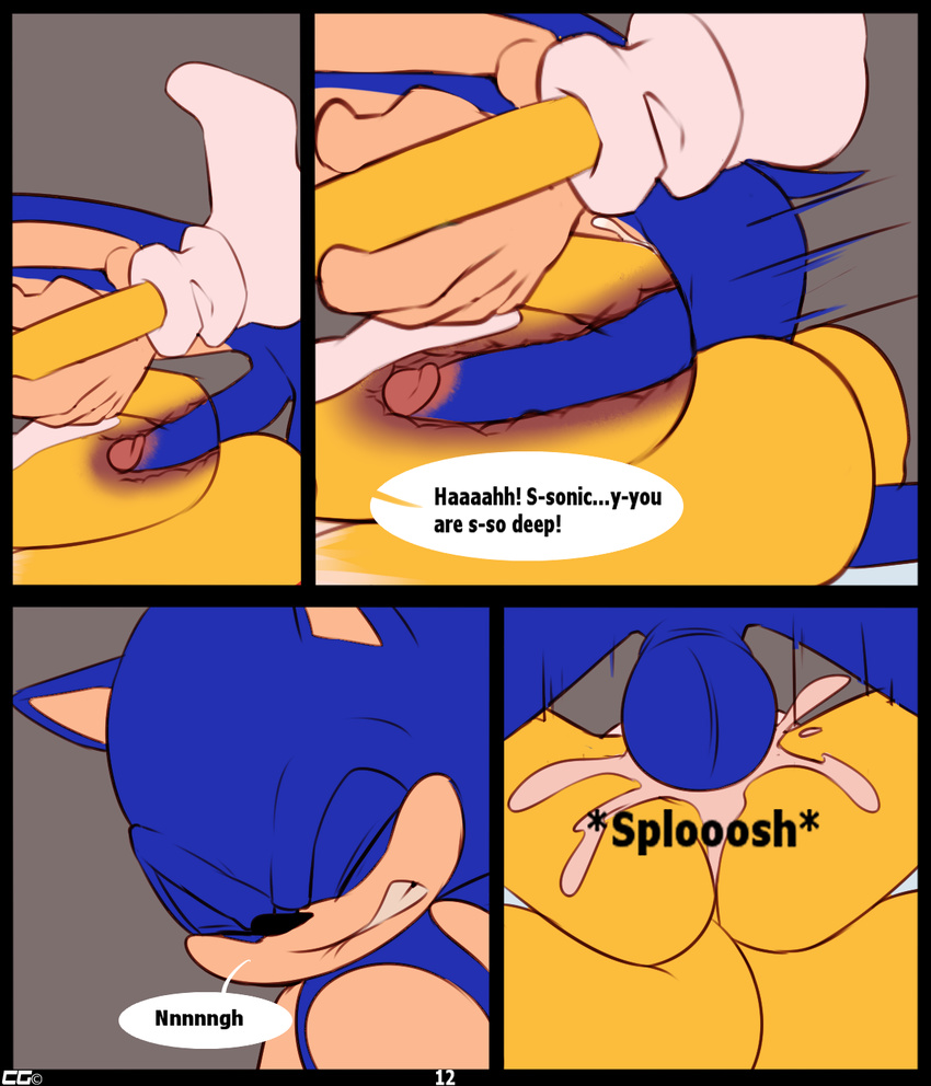 2015 anal anal_penetration balls blush crazedg cum cum_in_ass cum_inside english_text green_eyes male miles_prower penetration penis sonic_(series) sonic_the_hedgehog text