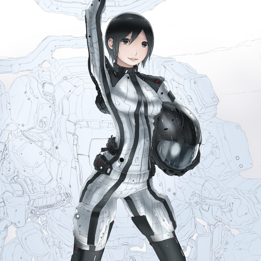 black_hair cockpit helmet mecha pikoroo pilot_suit shinatose_izana short_hair sidonia_no_kishi solo