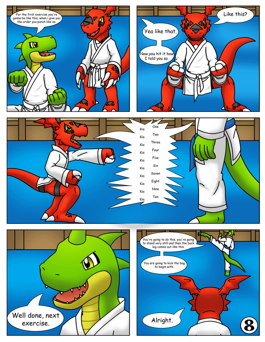 comic digimon dojo dragon guilmon invalid_color karate reptile scalie text