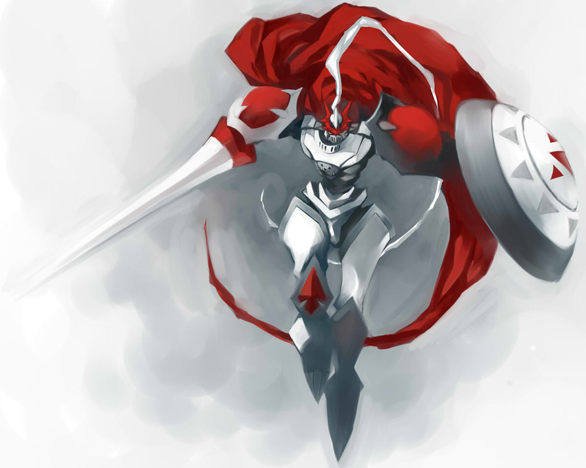 armor cape digimon dukemon ikuhana_niiro knight monster polearm royal_knights shield spear weapon